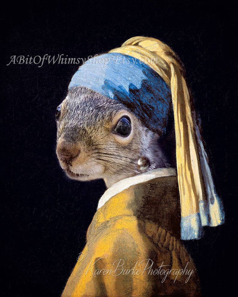 Matted and Signed Art Print 11x14 inch Squirrel Art Print Wildlife Art Print