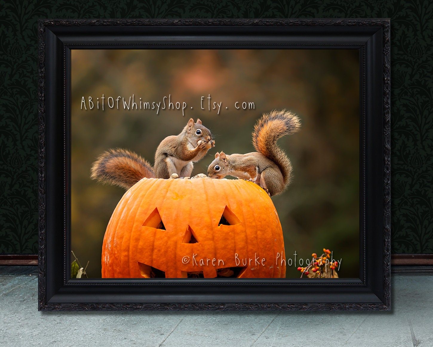 Red Squirrels Pumpkin Funny Squirrel Print Funny Animal Art - Etsy