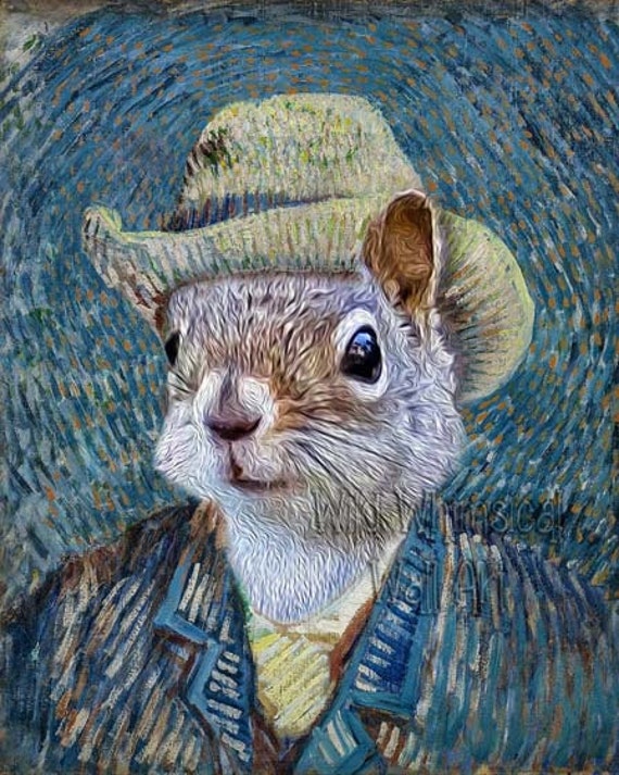 Funny Animal Art Squirrel Print Vincent Van Gogh Selfie - Etsy Funny Animal Art Squirrel Print Vincent Van Gogh Selfie - Etsy