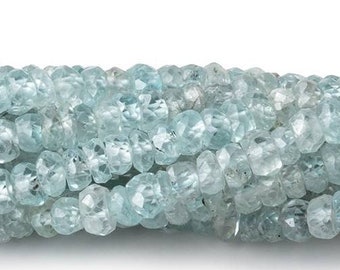 3.5mm Zircon Faceted Rondelle Beads, Pale Blue Zircon Beads, Blue Rondelle Beads, Faceted Blue Zircon Beads, 3.5mm Faceted Zircon Beads