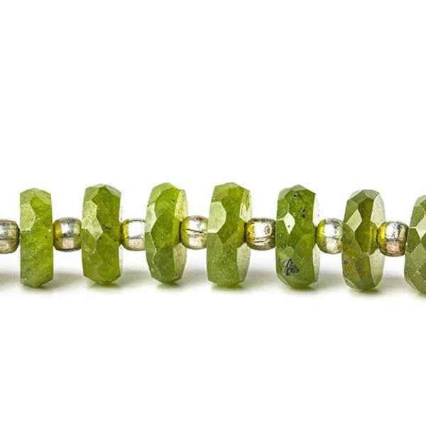 6mm Faceted Idocrase Heishi Beads, Green Beads, Green Heishi Beads, Faceted heishi Beads, Green Idocrase Beads, Vesuvianite Rondelle Beads