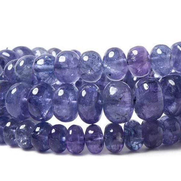 Tanzanite Smooth Rondelle Beads, Tanzanite Gemstones, Purple Gemstone Beads, Purple Beads, December Birthstone, Blue Beads, Pleochroic Beads