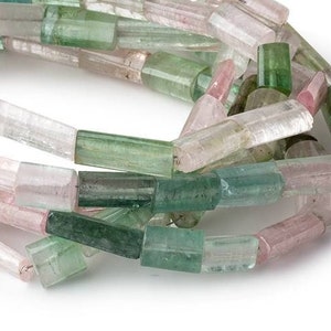 Tourmaline Tube Beads, Blue Tourmaline Beads, Indicolite Beads, Multicolored Tourmaline Beads, Green Tourmaline Beads, October Birthstone