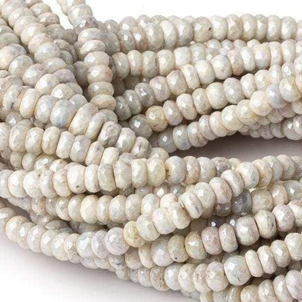 5.5mm Silverite Sapphire Faceted Rondelle Beads, White Sapphire Beads, 5.5mm Sapphire Beads, Sapphire Rondelle Beads, September Birthstone