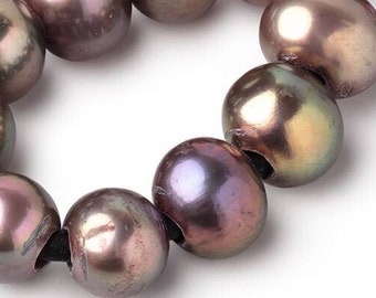 Purple Large Hole Off Round Pearls, 2.5mm Drill Hole, Large Hole Pearl Beads, Large Drill Hole Pearls, Round Pearls, Purple Freshwater Pearl