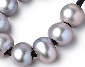Silver Large Hole Baroque Pearl Set, 2.5mm Drill Hole, Large Hole Pearl Beads, Large Drill Hole, Baroque Pearls, Silver Beads, Silver Pearls