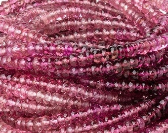 AAA Rubellite Faceted Rondelle Beads, Faceted Rondelle Tourmaline Beads, Pink Beads, Pink Tourmaline, Faceted Tourmaline, October Birthstone