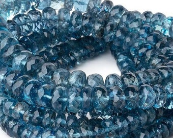 Santa Maria Aquamarine Faceted Rondelle Beads, AA Grade Aquamarine Beads, Blue Beads, Blue Rondelle Beads, Faceted Aquamarine Rondelles