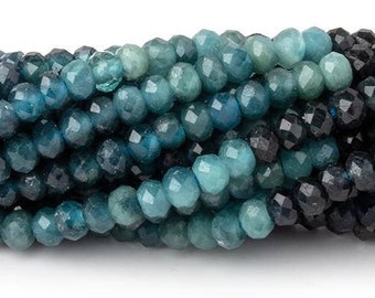 Indicolite Faceted Rondelle Beads, Microfaceted Tourmaline Rondelle Beads, Blue Beads, 3mm Tourmaline Beads, October Birthstone