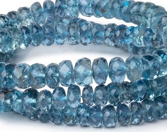 AA Grade Aquamarine Faceted Rondelle Beads from Santa Maria, Aquamarine Beads, Blue Beads, Blue Rondelle Beads, Faceted Aquamarine Rondelles