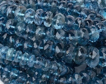 AAA Grade Aquamarine Faceted Rondelle Beads from Santa Maria, Aquamarine Beads, Blue Beads, Blue Rondelle Beads, Faceted Aquamarine Rondelle