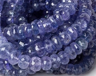 Faceted Tanzanite Rondelle Beads, 5.5mm - 9mm