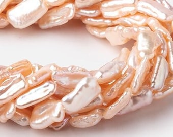 Biwa Pearls, Straight Drilled Peach Biwa Pearls, Freshwater Pearls, Peach Pearls, Pink Pearls, 11mm - 18mm Pearl Beads, June Birthstone
