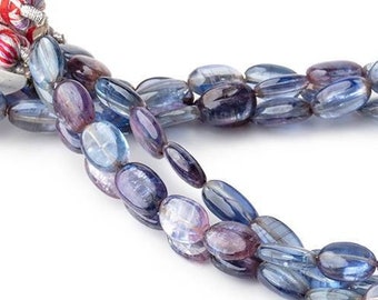Mystic Kyanite Smooth Oval Beads, Purple Kyanite Beads, Mystic Pink Beads, Unique Gemstone Beads, Genuine Kyanite Beads, Pleochroic Beads