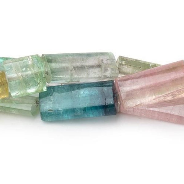 AA Tourmaline Tube Beads, Natural Afghani Tourmaline Beads, AA Grade Tourmaline Bead, Blue Beads, Pink Beads, Indicolite, October Birthstone