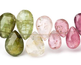 Watermelon Tourmaline Faceted Pear Briolette Beads, Pink Tourmaline Beads, Green Tourmaline Beads, Faceted Tourmaline, October Birthstone