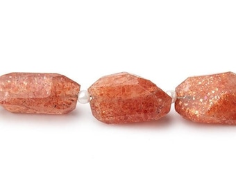 Sunstone Faceted Nugget Beads, Orange Beads, Orange Nugget Beads, Faceted Sunstone Nuggets,