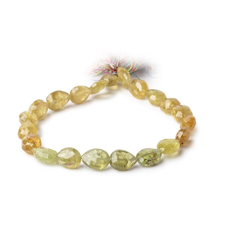 Mali Green Grossular Garnet Faceted Briolette Beads, January Birthstone, Green Briolette Beads, Garnet Briolette Beads, Faceted Garnet Beads image 2