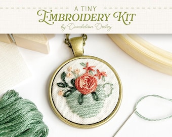 Embroidery Kit For Tiny Projects / Floral Teacup