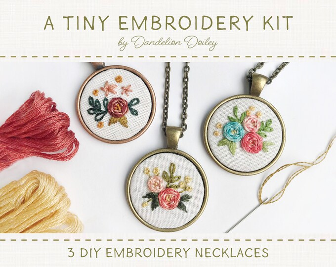 3 DIY Embroidery Necklaces Boxed Kit / Embroidered Jewelry Kit Etsy