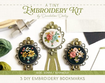 Floral Embroidery Bookmark Kit (20mm), DIY Craft Project