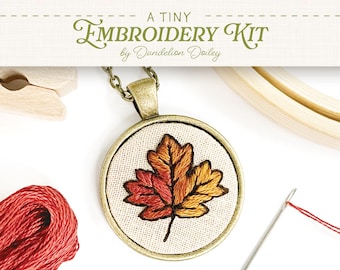 Embroidery Kit For Tiny Projects / Fall Leaf