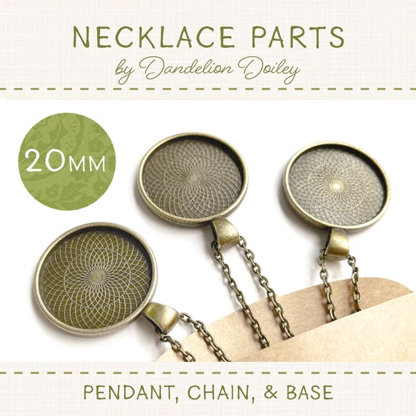 20mm Necklace Pendant Base: Embroidery Parts