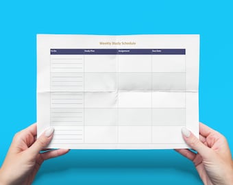 Simple Weekly Study Schedule Printable Set | Weekly Revision Timetable Set Weekly Assignment Editable Pdf Student Organizer Instant Download