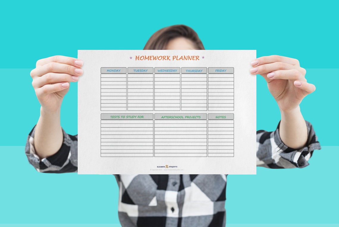 HOMEWORK PLANNER - Printable PDF - Printable Homework Planner Calendar ...