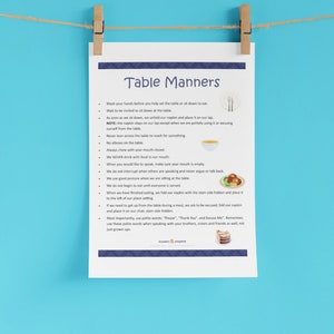 Tischmanieren Bundle für Kinder | Etikette Spiel | Manieren Karten, druckbare Instant Pdf Download - Essen Etikette Und Manieren Bewertung