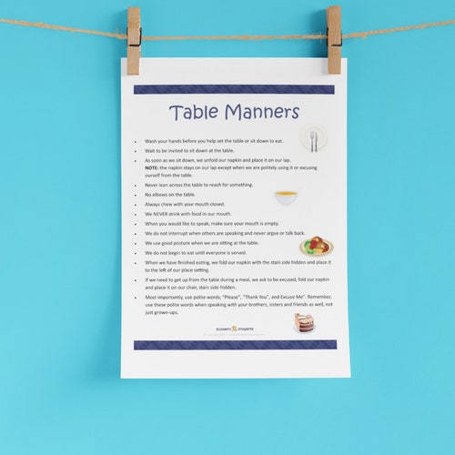 Printable Table Manners Bundle for Kids Teaching Dining Etsy