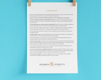 Guía de etiqueta de correo electrónico, Plantillas de etiqueta de correo electrónico I Guía de marketing por correo electrónico / Guía de correo electrónico I Descarga instantánea en PDF imprimible