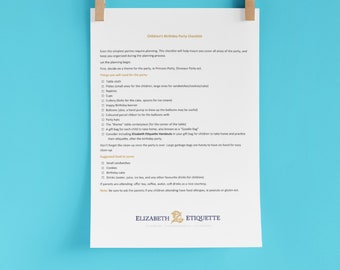 Lista de verificación de la fiesta de cumpleaños de los niños, Planificador de la fiesta de cumpleaños de los niños imprimible, Lista de verificación de la fiesta imprimible, Planificador de eventos imprimible