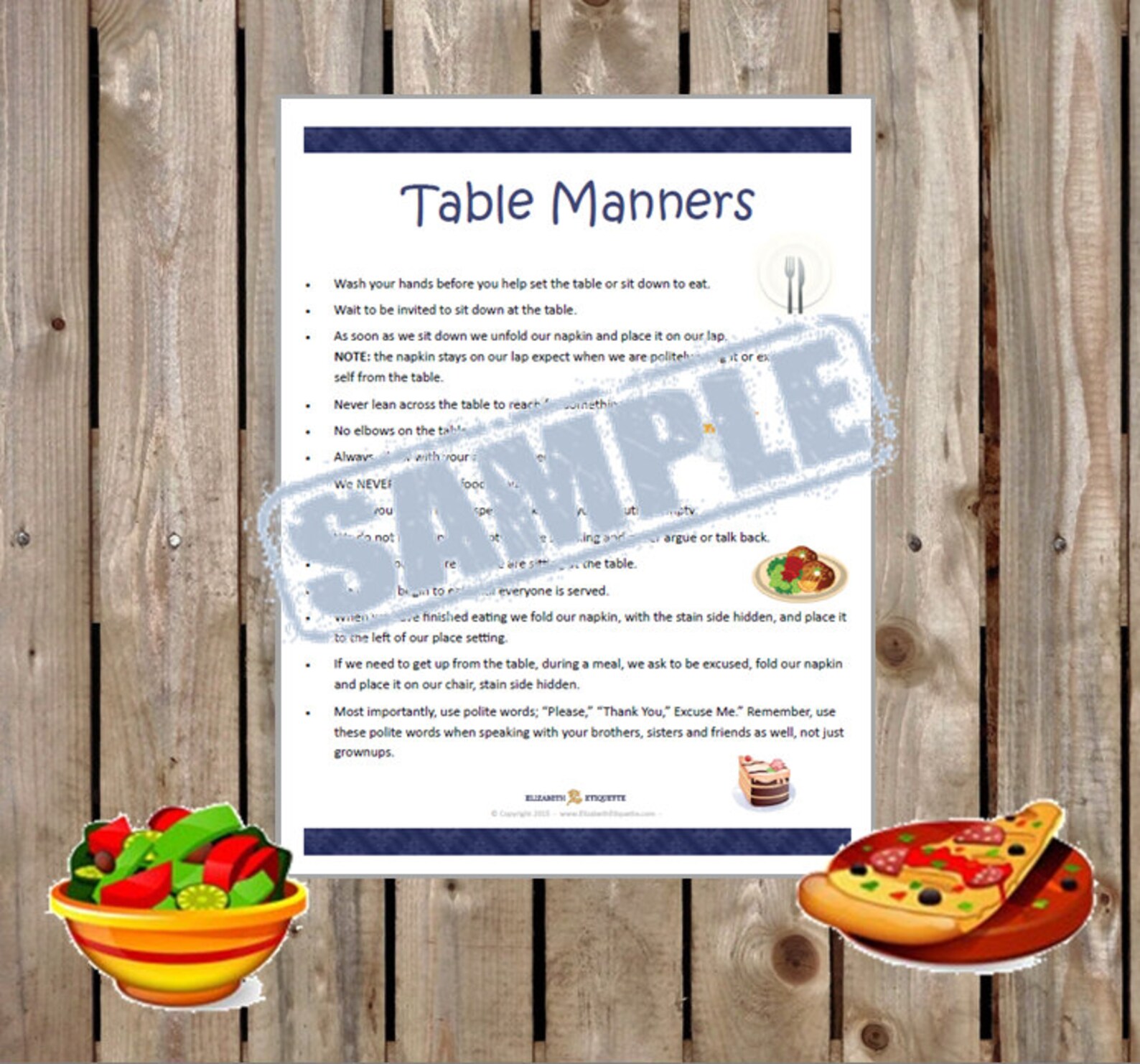 Table Manners Bundle for Kids Dining Etiquette Game Manners Cards