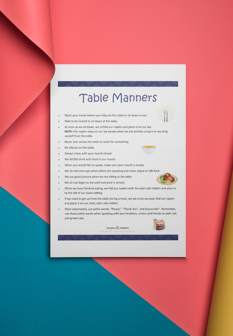 Table Manners Bundle for Kids | Dining Etiquette Game | Manners Cards ...