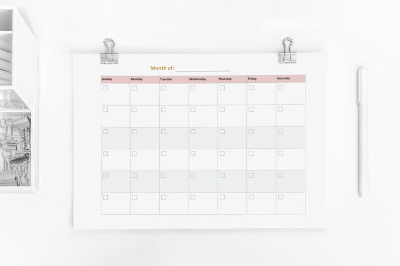 Blank Monthly Calendar Student Planner Printable/editable PDF Student