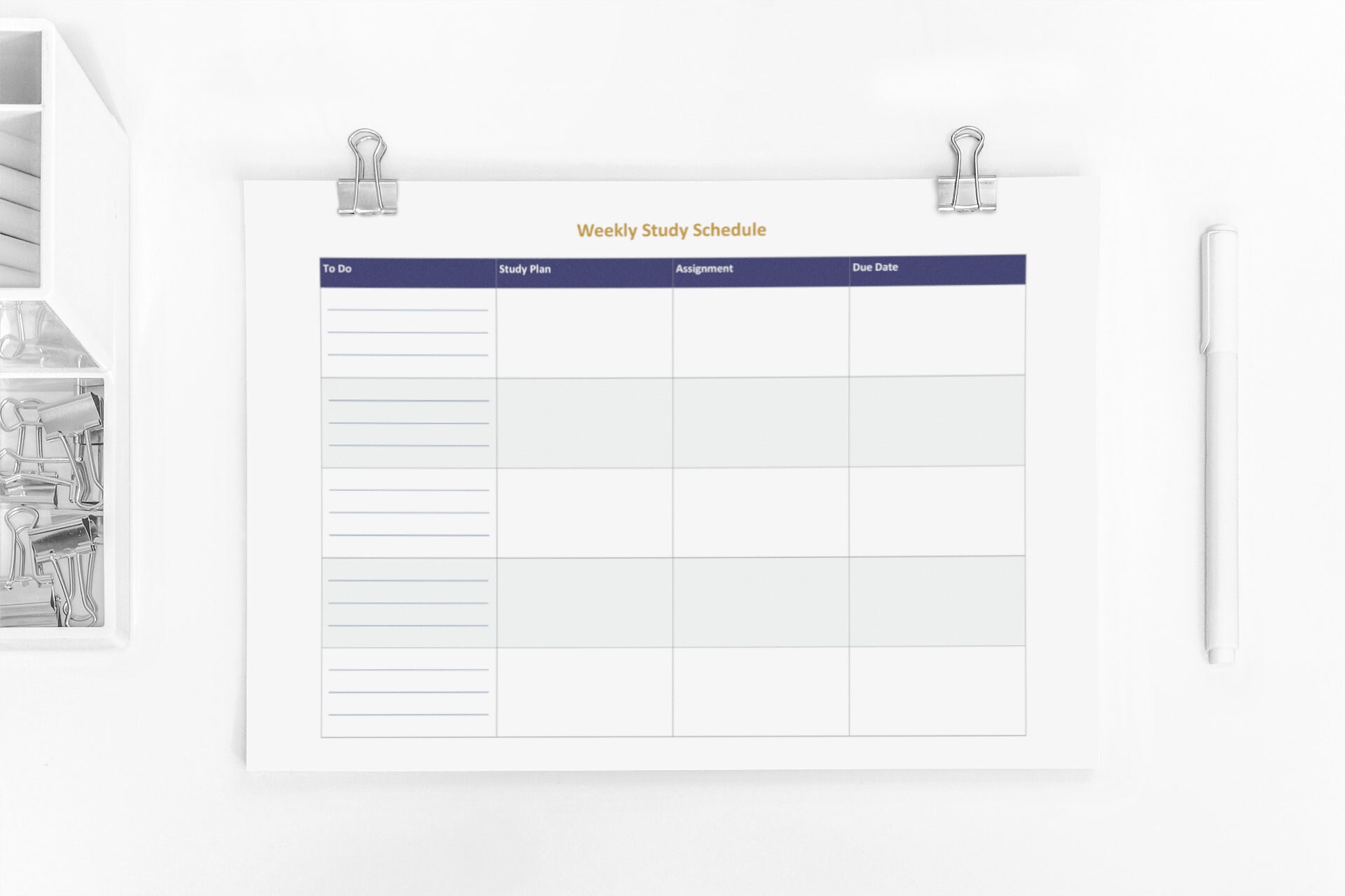 Simple Weekly Study Schedule Printable Set | Weekly Revision Timetable ...