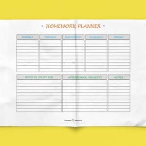 HOMEWORK PLANNER - Printable PDF - Printable Homework Planner Calendar ...
