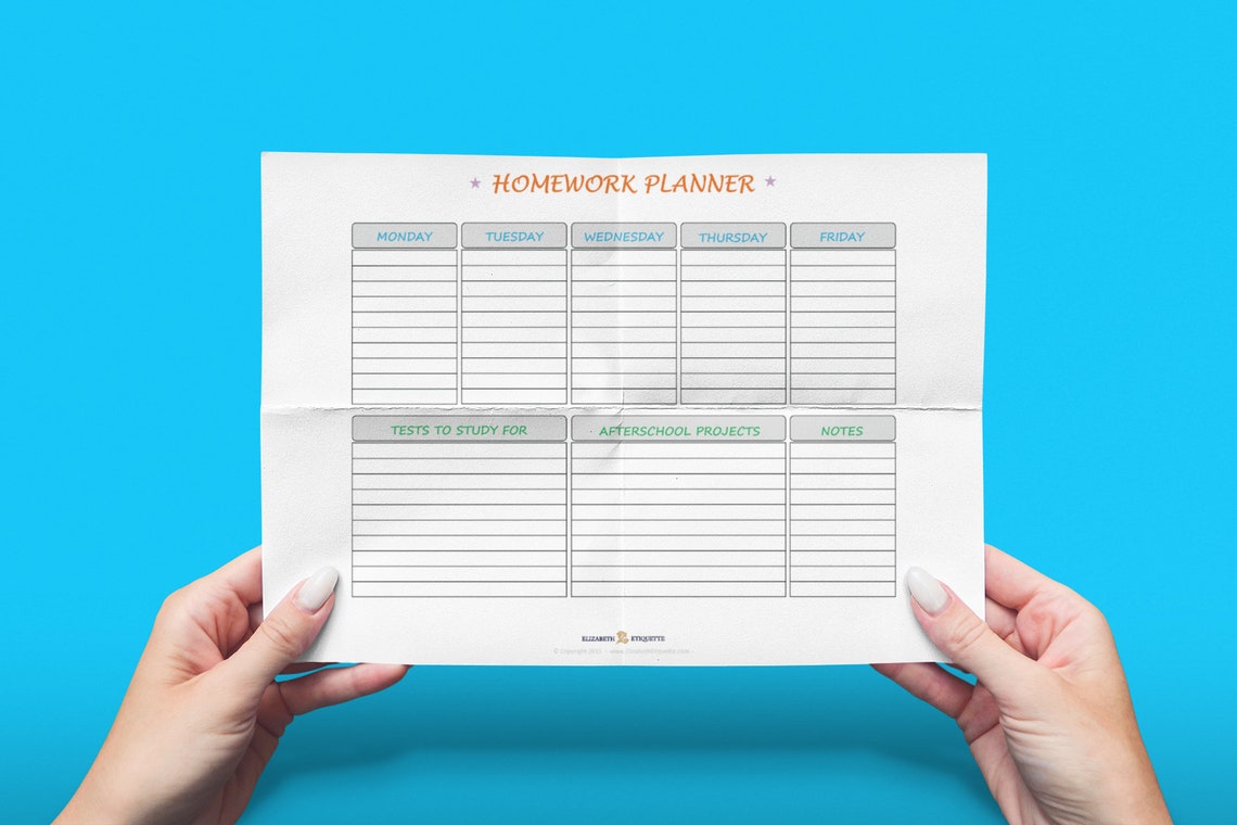 HOMEWORK PLANNER - Printable PDF - Printable Homework Planner Calendar ...