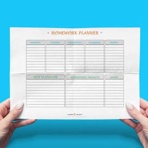 THUISWERK PLANNER - Afdrukbare PDF - Afdrukbare huiswerkplanner kalendersjabloon - Huiswerkorganisator - Direct downloaden