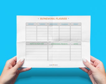 HOMEWORK PLANNER - Printable PDF - Printable homework planner calendar template - Homework Organizer - Instant Download
