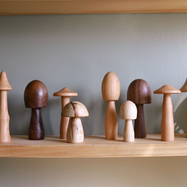 Mushroom Woodland Figurines, Forest Decor, Functional Decor, Nature Focused Montessori Play, Fall Decor