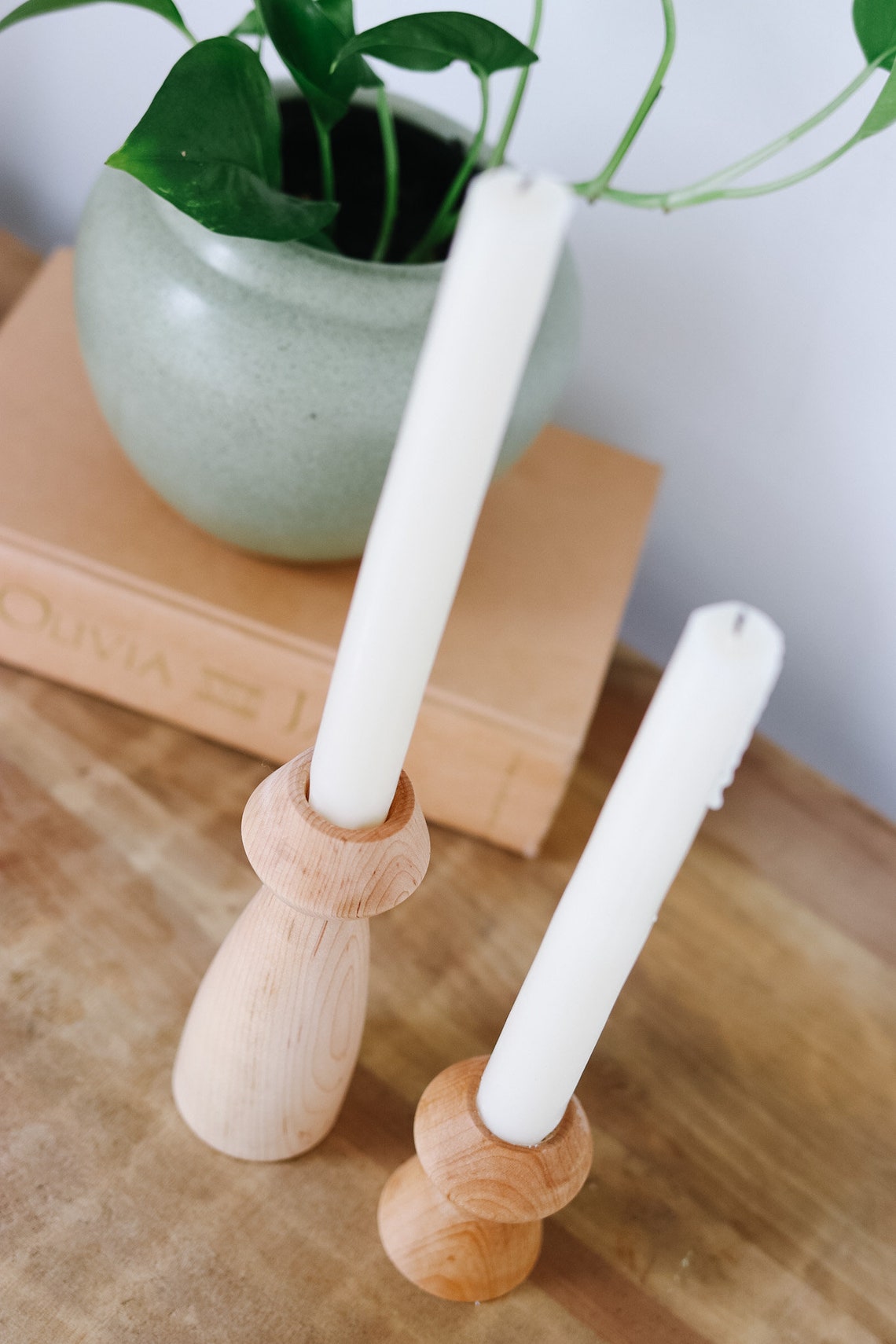 Modern Minimalist Wood Taper Candle Holders Candle Sticks Etsy