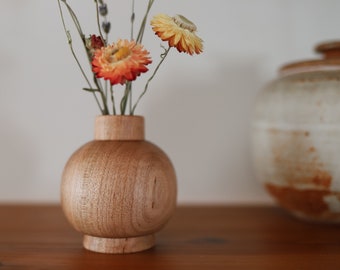 Hand-turned Simple Minimalist Bud Vase - Round