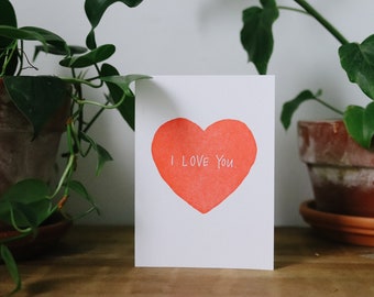 I LOVE YOU card | heart | letterpress | modern | romantic