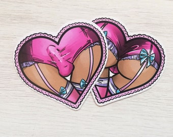 Pack 2 vinyl stickers - sissy latex butt