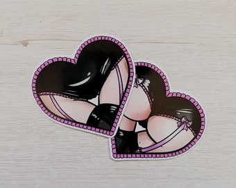 Pack 2 vinyl stickers - lingerie latex butt