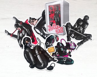 Pack 6 stickers - erotic fetish rubber BDSM, 10X10