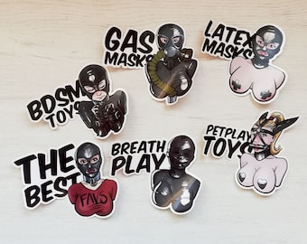 Pack of 6 BDSM and fetish storage stickers, fetish stickers, BDSM stickers, kink storage