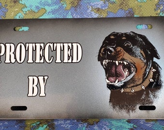 Custom Airbrushed Personalized Collie Dog Auto Tag vanity license plate blank OR with your name or 2 words